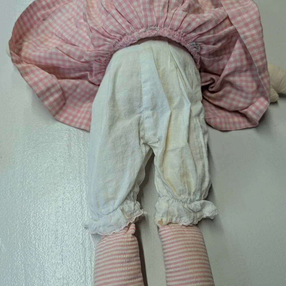 Vintage Hand Made Raggedy Ann and Andy Pink Gingham Large Size *Stains